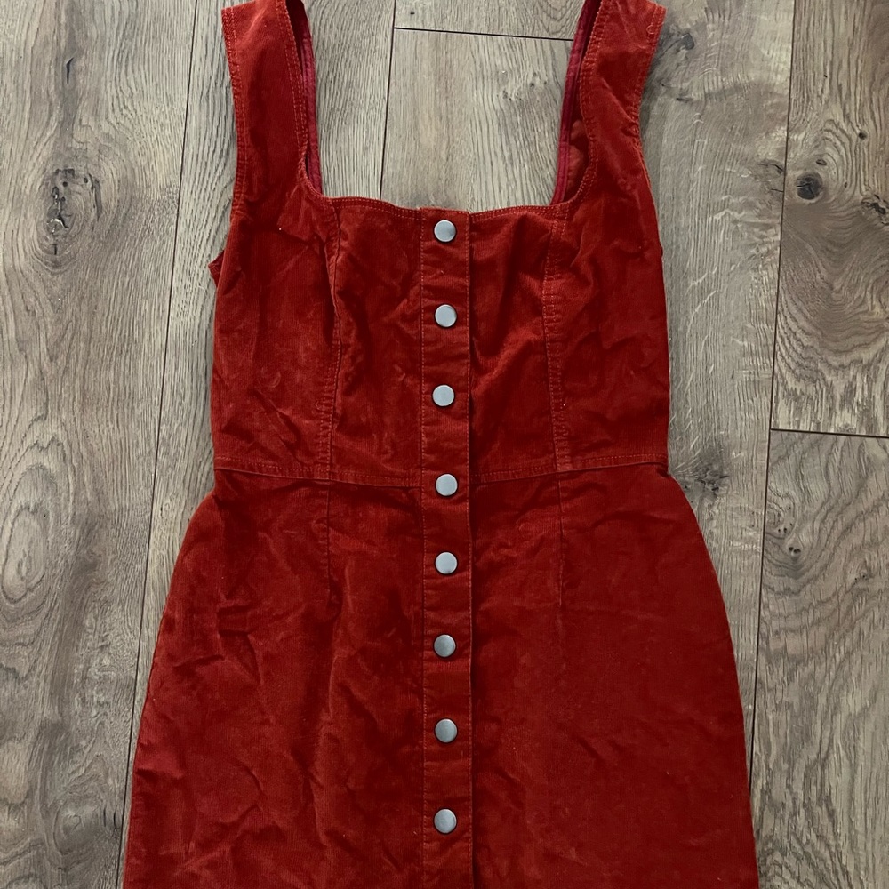 Urban outfitters button down corduroy tank dress. Reddish orange size 6